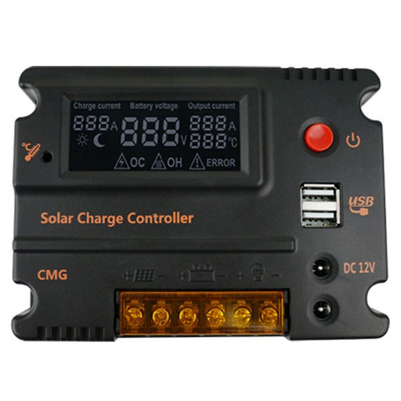 10A 12V 24V LCD Automatic USB Controller Battery Charge Solar Panel Auto Switch