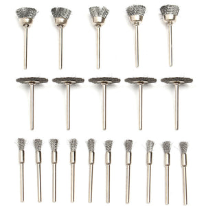 20pcs 3.175mm Shank Wire Steel Wheel Brushes Wheel Set Dremel Accessories