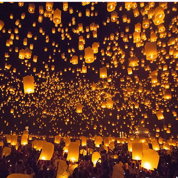 5PCS Love Heart KongMing Sky Lanterns Chinese Kite Traditional Wishing Lamp Yellow
