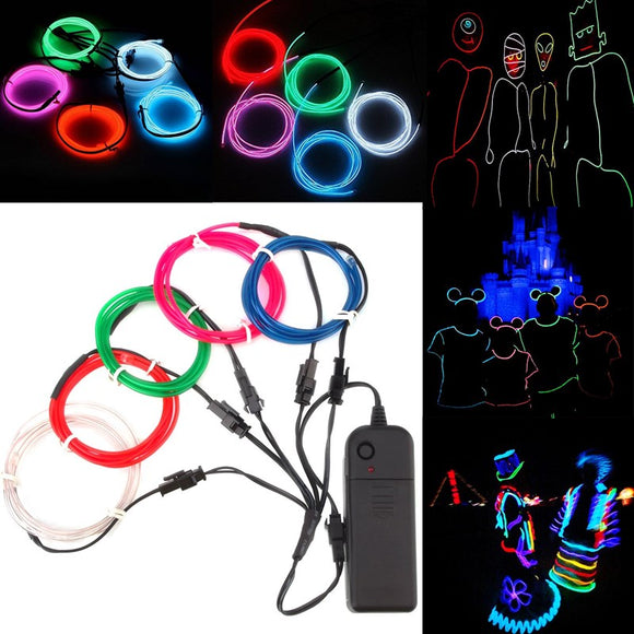 ARILUX Battery Powered 5PCS 1M Multicolor DIY Glow EL Wire Strip Light for Halloween Christmas DC3V