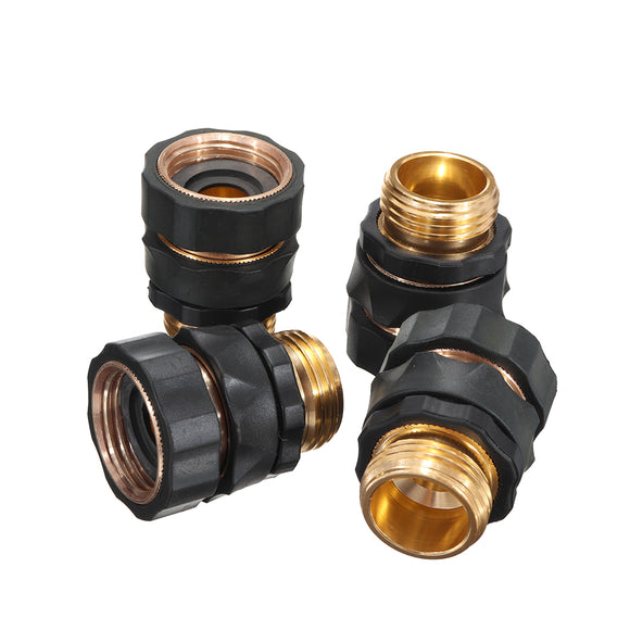 Drillpro 4pcs 3/4 Inch Brass Connector Garden Hose Quick Connect Water Hose Pipe Connectors Fitting