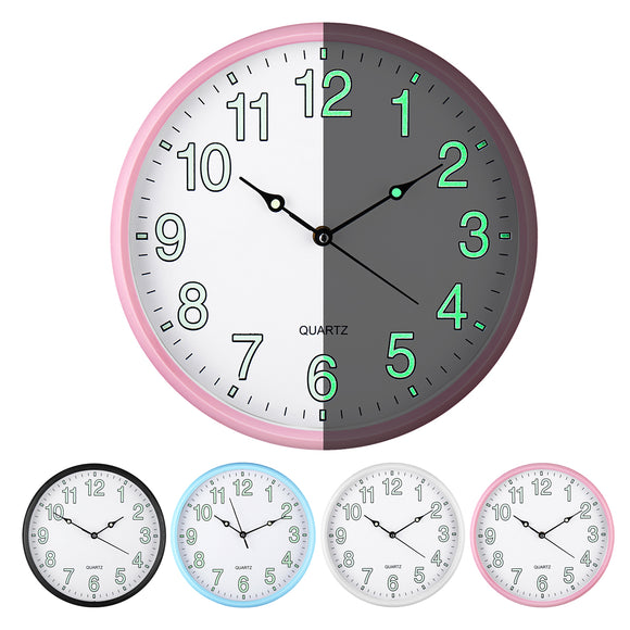 12 Wall Clock Luminous Silent Quartz Home Decoration Living Room Bedroom Digital Number Wall Hanging Clock Glow In Dark 4 Color