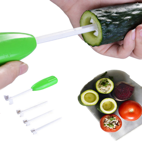 4pcs Replaceable Head Vegetable Spiral Cutter Vegetable Cutter Drill Spiralizer Digging Core Device