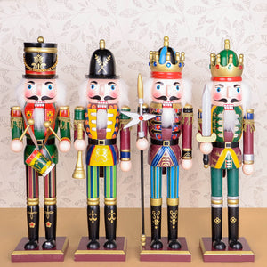 4PCS/Set 30cm Wooden Nutcracker Doll Soldier Vintage Handcraft Decoration Christmas Gifts