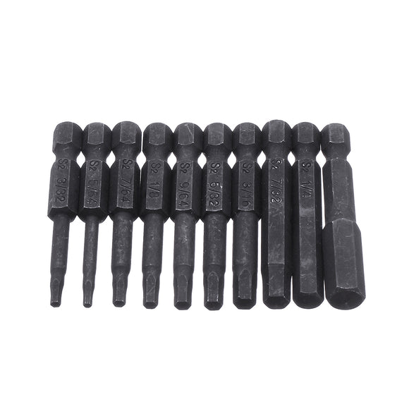 Drillpro 10Pcs 5/64-5/16 Hex Head Magnetic Screwdriver Bit Set 50mm Length Hex Screwdriver Bit