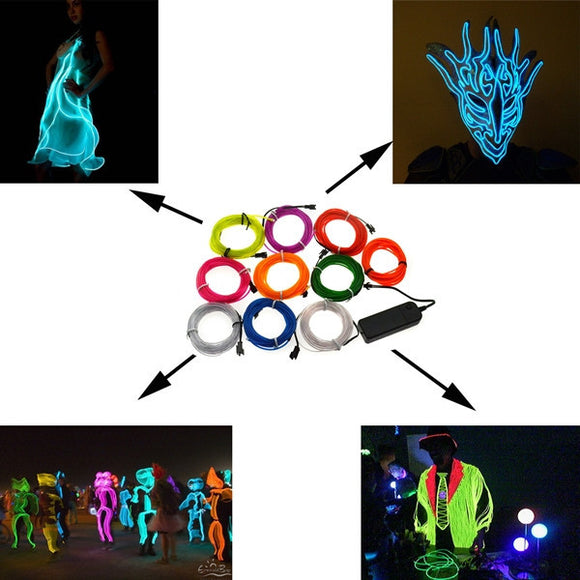 1M 10 Colors 12V Flexible Neon EL Wire Light Dance Party Decor Light