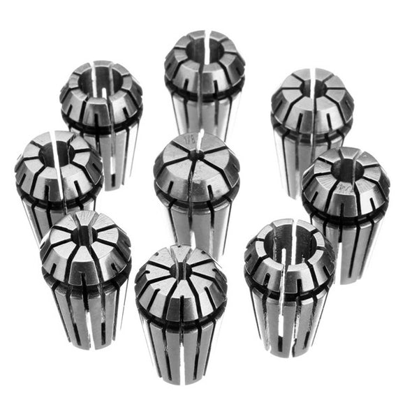9pcs ER16 1/8 to 3/8 Inch Spring Collet Chuck Collet for CNC Milling Lathe Tool