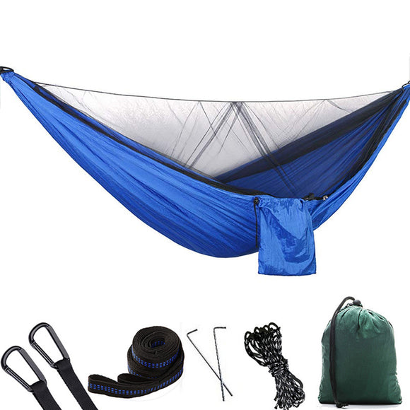 1-2 Person Portable Outdoor Camping Hammock with Mosquito Net High Strength Parachute Fabric Hanging Bed Hunting Sleeping Swing