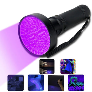 UV Flashlight 10W 100 LEDs 395nm UV LED Torch Back Detector Light for Dog Cat Urine Pet Stains Bed Bugs Scorpions