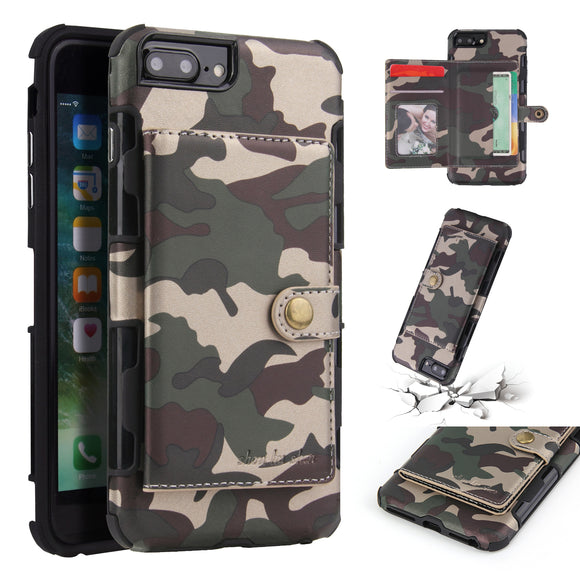 Camouflage Wallet Card Slots Protective Case For iPhone 7 Plus/iPhone 8 Plus