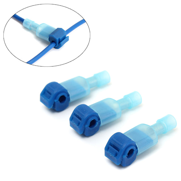 Excellway 100PCS Blue Quick Splice Wire Terminals&Male Spade Connector 2.5-4.0mm 16-14AWG