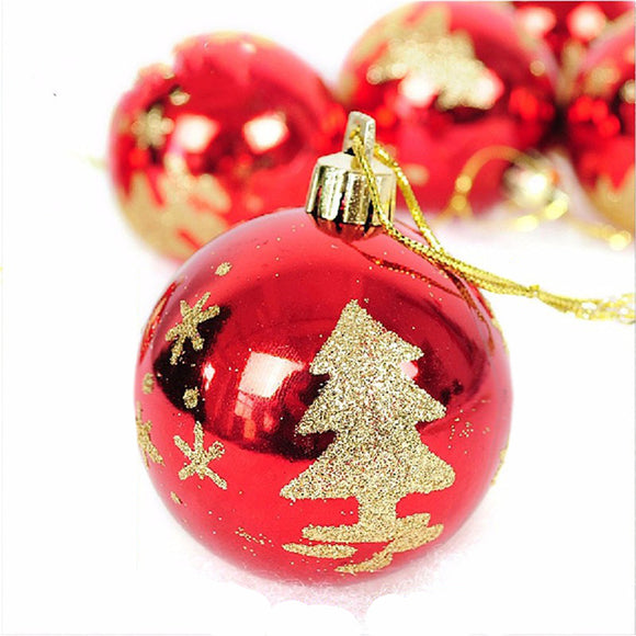 6pcs Christmas Tree Hanging Red Glitter Baubles Ball Christmas Xmas Tree Decoration