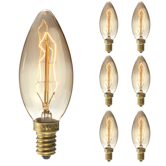 6PCS ElfelandDimmable E14 25W Retro Edison Vintage Incandescent Light Bulb for Indoor Garden AC220V
