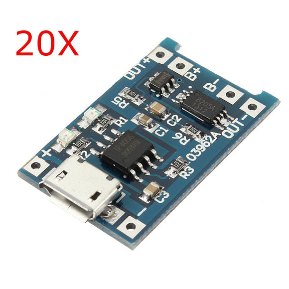 20Pcs USB Lithium Battery Charger Module With Charging And Protection