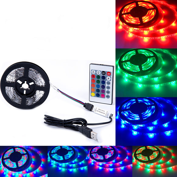 1M 2M 4M USB SMD2835 RGB LED Strip Light With 24Keys Remote Control For Bar TV Background Computer