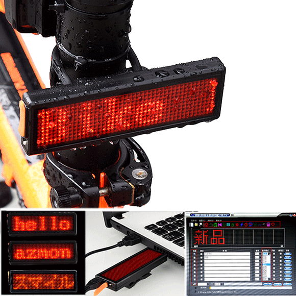 XANES DIY Bicycle Taillight Programmable LED Electronic Advertising Display Bicycle TailLight USB