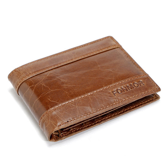 Men Wax Oil Skin Short Wallet Vintage Slimmest Wallet Card Holder