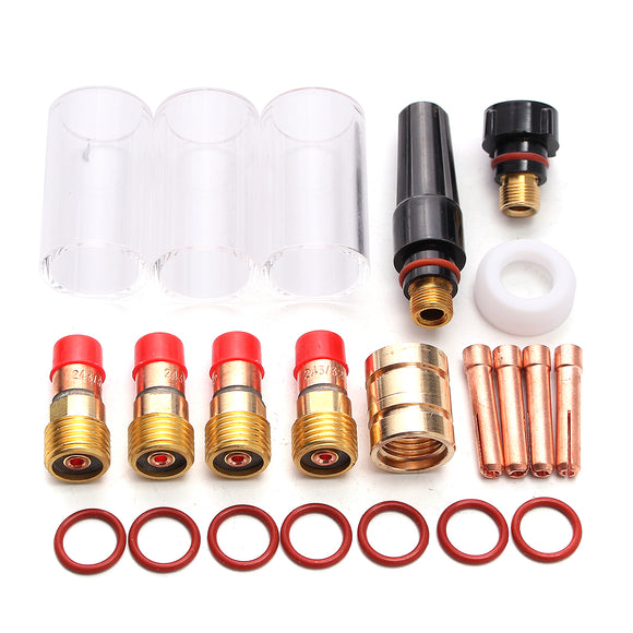 22Pcs TIG Welding Stubby Gas Lens Kit For WP-17/18/26 Series Torches 2.4mm 3/32