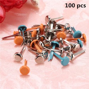 100 pcs 6*13mm Mixed Color Scrapbooking Brads Pastel Round Metal Brads For  Scrapbook Embellishment