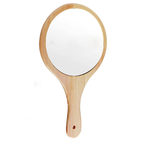 Lucky Fine Hand-Held Solid Wood Mirror Portable Retro Makeup Mirrors Beauty Supplies Mirror