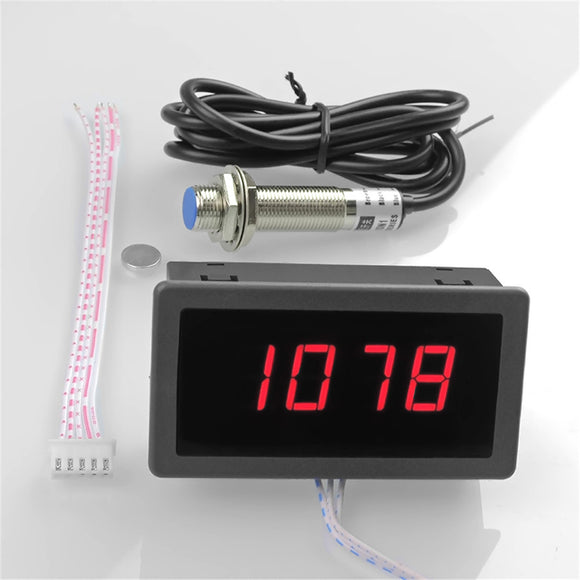 High Precision Digital Frequency Tachometer 0.56 4 LED DC 8-15V Car Motor Speed Meter RPM Speed Tester 5-9999R/M