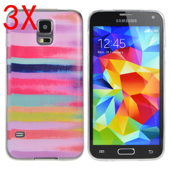 3XColored Drawing Stripe Pattern Case For Samsung S5 i9600