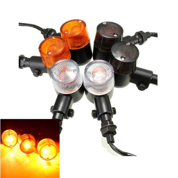 Emark Universal 12V Alloy Motorcycle Turn Signal Indicators Amber Light 3 Len Color