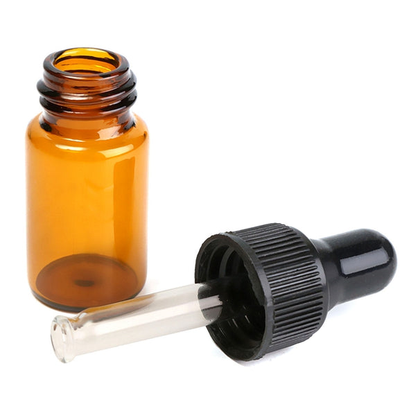 3ml Amber Glass Dropper Bottle Pipette Jars Vials for Essential Oil Sampling