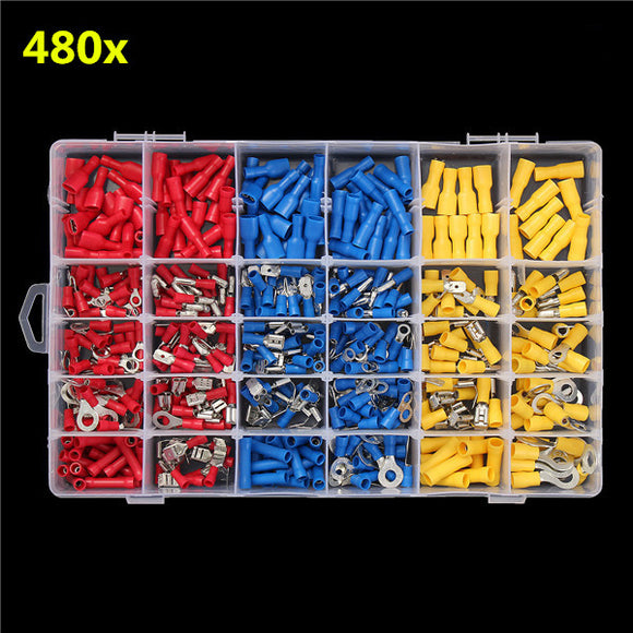 Excellway EC09 480Pcs Insulated Electrical Wire Terminals Crimp Connector