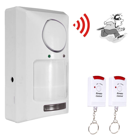 Wireless Motion Sensor Alarm IR Infrared Detector 2 Remote Control