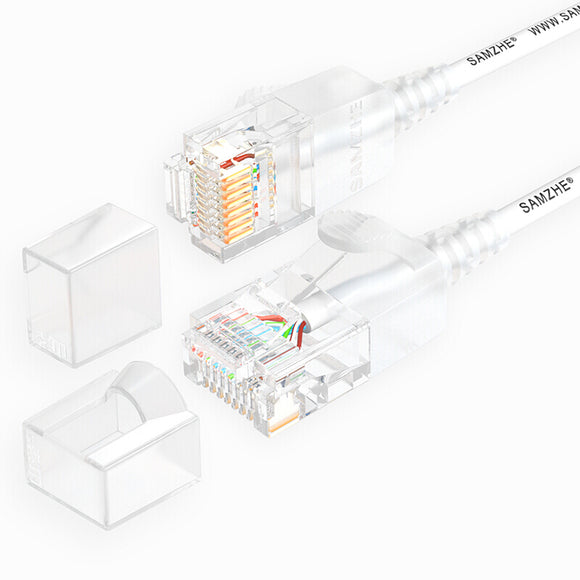 SAMZHE 0.5~5M 10Gbps Ultrafine CAT6A White Ethernet Patch Cable Slim LAN Networking Cable