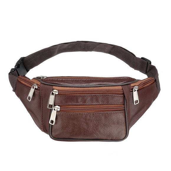 Outdoor Pu Leather Waist Bag Zipper Chest Sports Handbag Shoulder Bag