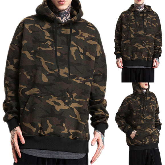 Winter Men Camouflage Hooded Warm Sweatshirt Jumper Hoodie Top Outwear