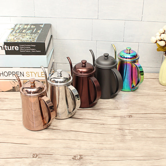 650ml Stainless Steel Pour Over Drip Coffee Tea Pot Kettle Colorful Home Kitchen Tea Making Tools