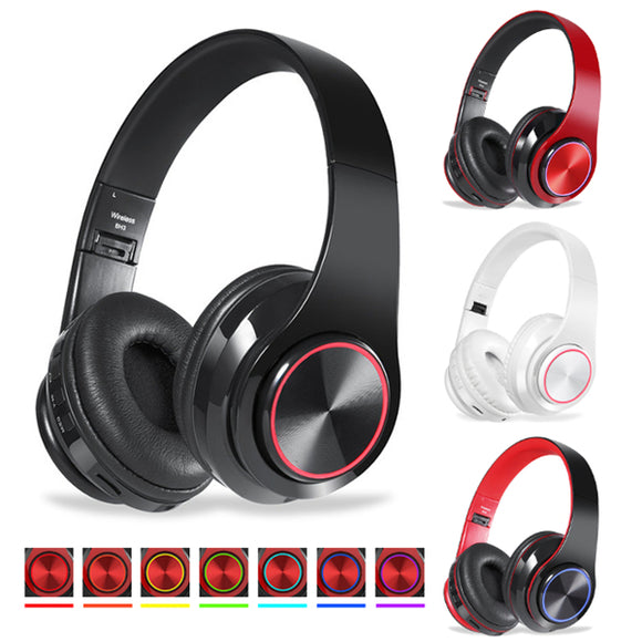 Bakeey BH3 Foldable LED Flashing Stereo bluetooth Headphone Heavy Bass AUX TF Card