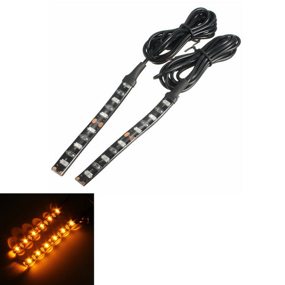 2pcs Universal Motorcycle Bike Amber 5630 SMD LED Turn Signal Indicator Blinker Strip Light