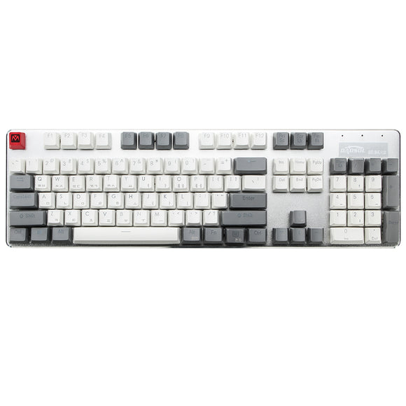 MantisTek Korean Layout White and Grey 110 Key Caps OEM Profile Double Shot Backlit PBT Keycaps