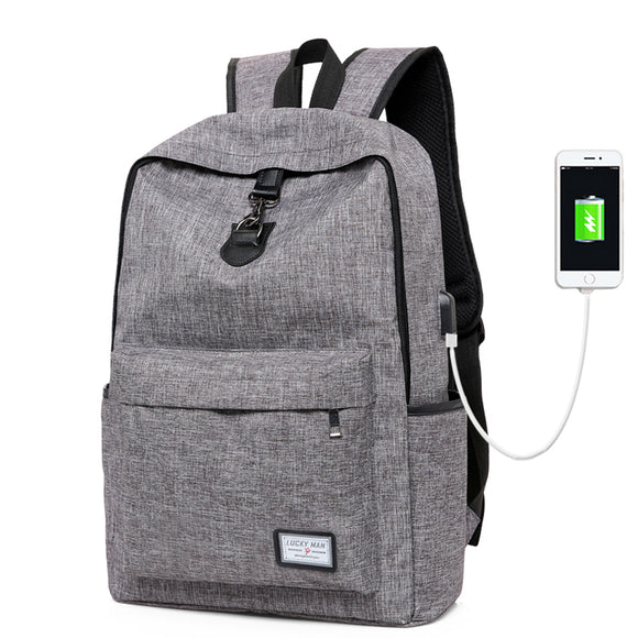 Outdoor Canvas USB Charging Laptop Backpack Travel Bag College Student Casual Rucksack for MacBook