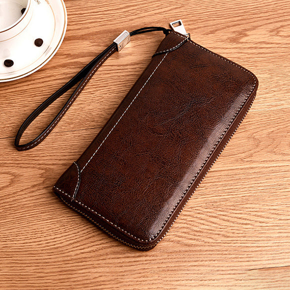 Men Retro PU Long Wallet Card Holder 5.5 Inches Phone Bag