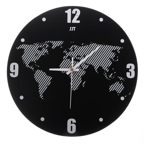 World Map Wall Clock Modern Travel Around Density Fibreboard Record Home Kitchen