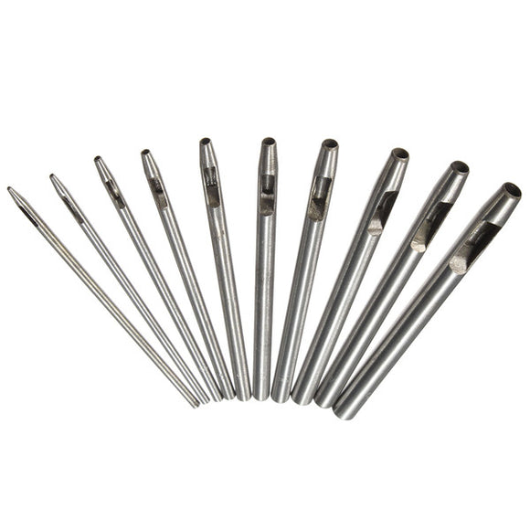 10pcs Steel Punch Set 0.5-5mm Leather Hole Craft Tool For Leather Craft Stamp Punch