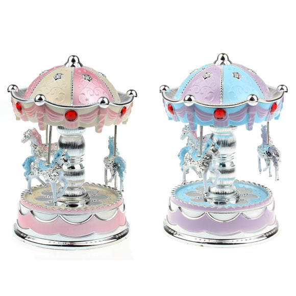 Merry-Go-Round Carousel Music Box with Light For Gift Decoration Toy
