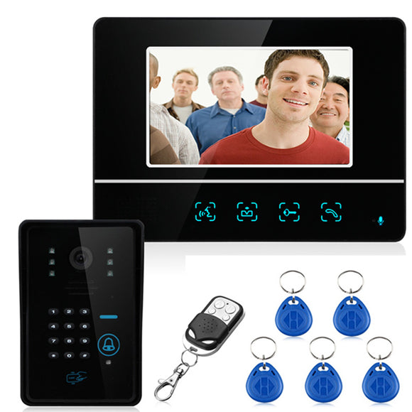 ENNIO SY811MJIDS11 Wired 7inch Video Door Phone Intercom RFID Keypad Doorbell 1000TVL Monitor Camera