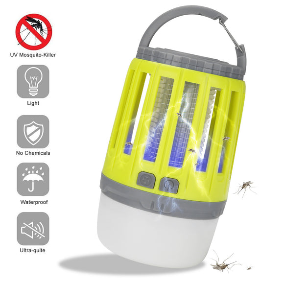 2 in 1 USB Rechargeable LED  Mosquito Dispeller Killer Lamp High/Low Light 360-400NM UV Mosquito Zapper Light For Bedroom, Garden,Camping