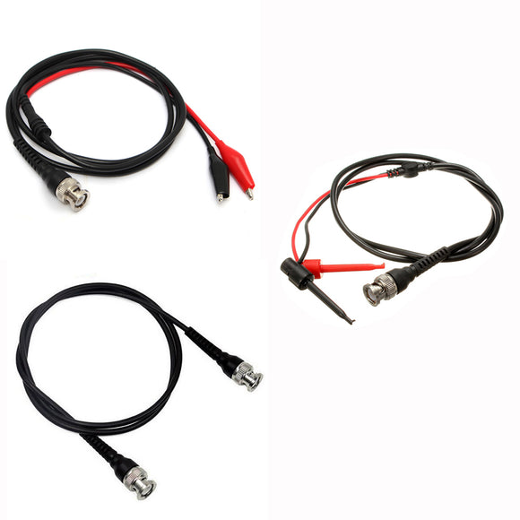 DANIU P1013 BNC Q9 Male Plug To BNC Q9 Male Plug Oscilloscope Test Probe Cable Lead 100CM+BNC Male Plug Q9 to Dual Hook Clip Test Probe Cable Leads+Y Splice Oscilloscope Test Probe Cable Lead 120CM