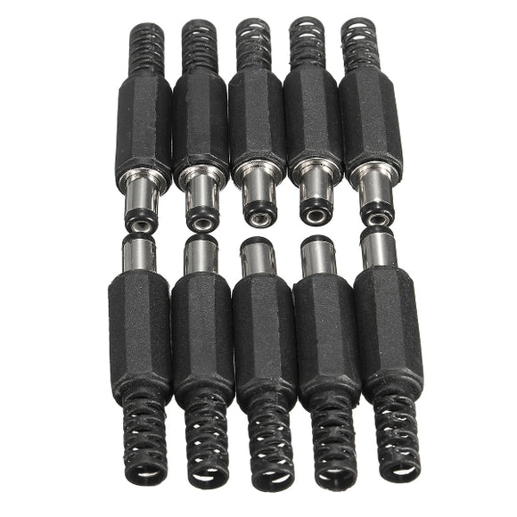 Excellway JP02 10Pcs 5.5x2.1mm DC Power Male Solder Barrel Tip Plug Jack Connector