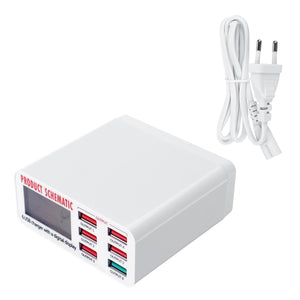 Digital USB Charger 6 Multi Port Fast Charging Station High Speed Desktop Travel