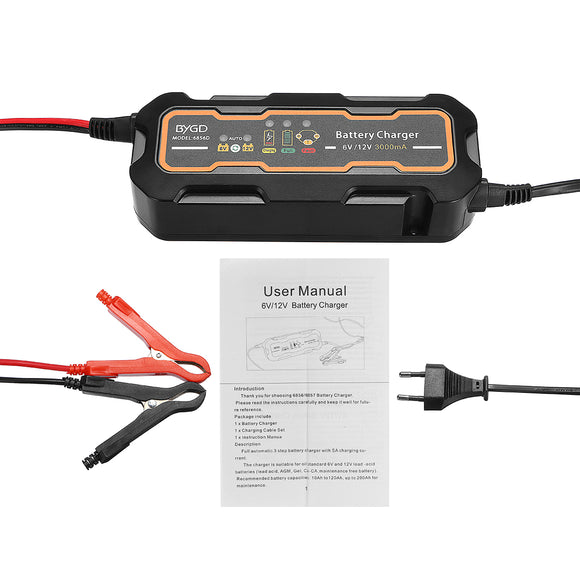 6V/12V 3000mA Maintainer Battery Lead Acid Charger Automobile Motorcycle Car