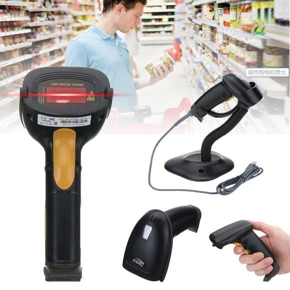 POS PC USB Portable Automatic Laser Scan Barcode Reader Scanner With Stand