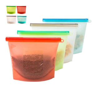 Reusable Silicone Food Fresh Bags Storage Sealed Containers for Refrigerator Kitchen Vacuum Bag